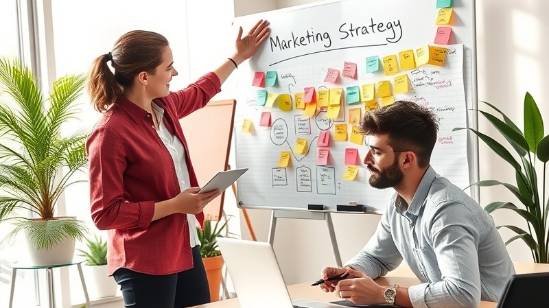 futuristic digital teamwork, focused, brainstorming ideas, photorealistic, spacious tech hub with smart devices and virtual displays, highly detailed, elements of augmented reality, ultra HD, neon colors, soft ambient lighting, shot with a wide-angle lens